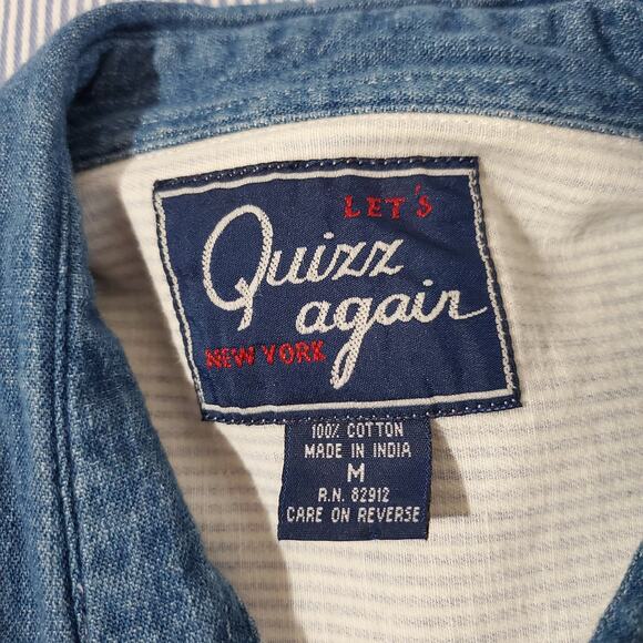Lets Quizz Again Womens Vintage Embroidered Country Button Up Top Size M Striped - Picture 7 of 9